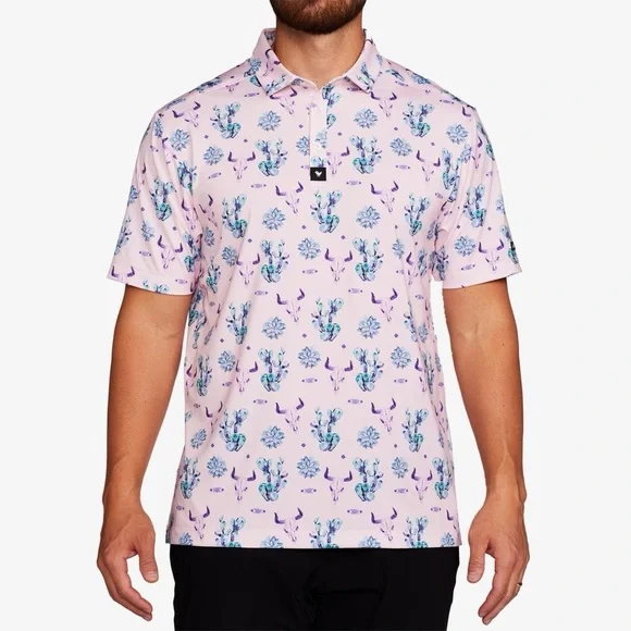 Bad Birdie Pink and Purple Cactus Polo - Picture 1 of 4